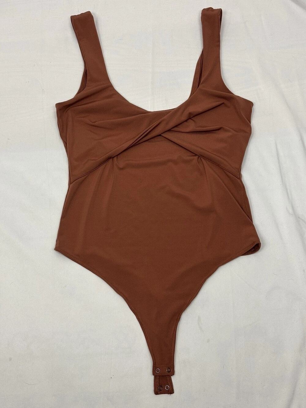 Abercrombie & Fitch Brown Cutout Sleeveless Tank Bodysuit Twist Front Size L